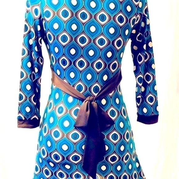 AMISU Gorgeous 3/4 Sleeve Trendy Abstract Pattern Spandex Tunic Dress - Picture 5 of 6